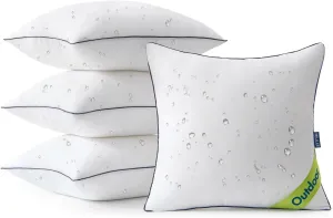 MIULEE 18x18 Outdoor Pillows, Pack of 4 Water Resistant Waterproof Pillow Inserts Decorative Stuffer for Sofa Couch Patio and Garden