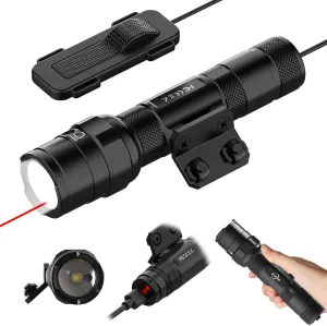 Mlok Rifle Laser Flashlight Combo - 1250 Lumens Red Laser Sight and Light for AR, Tactical Rail Gun Beam Weapon flahlight, Pressure Switch, USB C Rechargeable