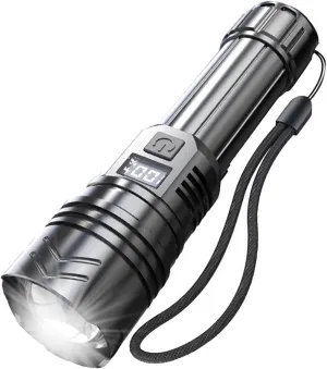 MODOAO High Lumen Telescopic Zoom Flashlight, Rechargeable and Ultra Bright LED Flashlight That Can Display Battery Level, with 3 Modes Very Suitable for Outdoor Travel, Hiking, Camping