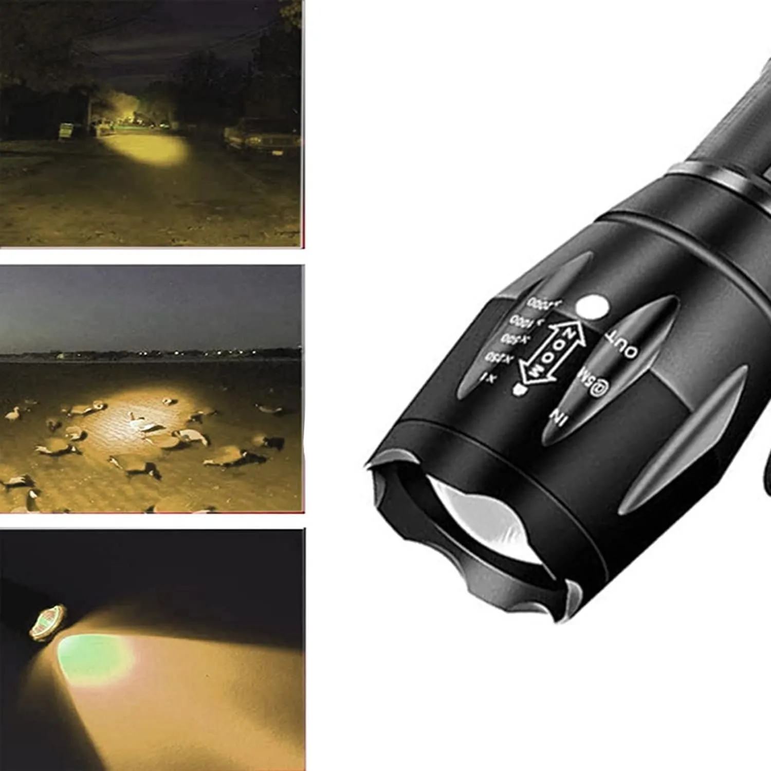 MODOAO LED Flashlight 2 in 1 with White & Yellow Light Flashlight, 2 Lighting Modes Zoomable High Lumens Waterproof Flashlight for Outdoor,Camping, Detector, Night Observation and More (Yellow White)