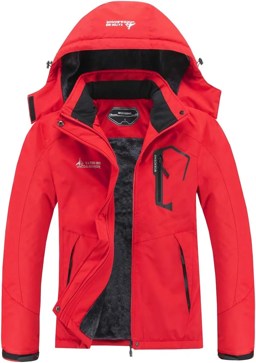 MOERDENG Women's Waterproof Ski Jacket Warm Winter Snow Coat Mountain Windbreaker Hooded Raincoat Jacket