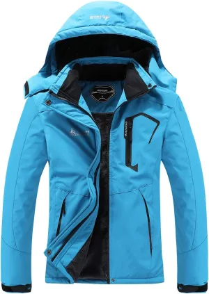 MOERDENG Women's Waterproof Ski Jacket Warm Winter Snow Coat Mountain Windbreaker Hooded Raincoat Jacket