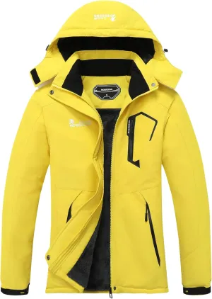 MOERDENG Women's Waterproof Ski Jacket Warm Winter Snow Coat Mountain Windbreaker Hooded Raincoat Jacket