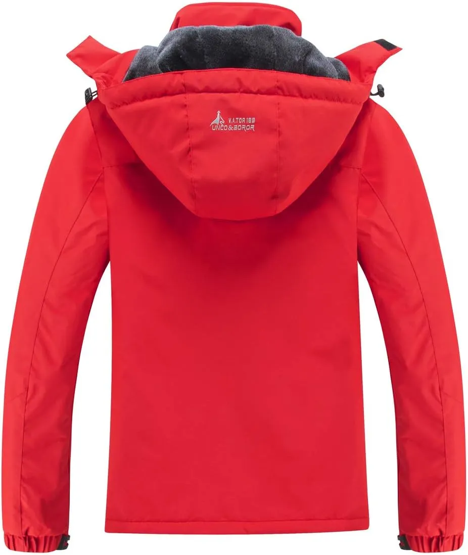 MOERDENG Women's Waterproof Ski Jacket Warm Winter Snow Coat Mountain Windbreaker Hooded Raincoat Jacket