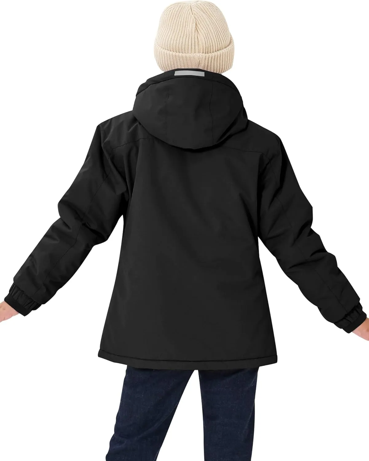 MoFiz Girls Ski Jacket Waterproof Fleece Lined Snowboard Jacket Warm Winter Snow Coats with Removable Hood