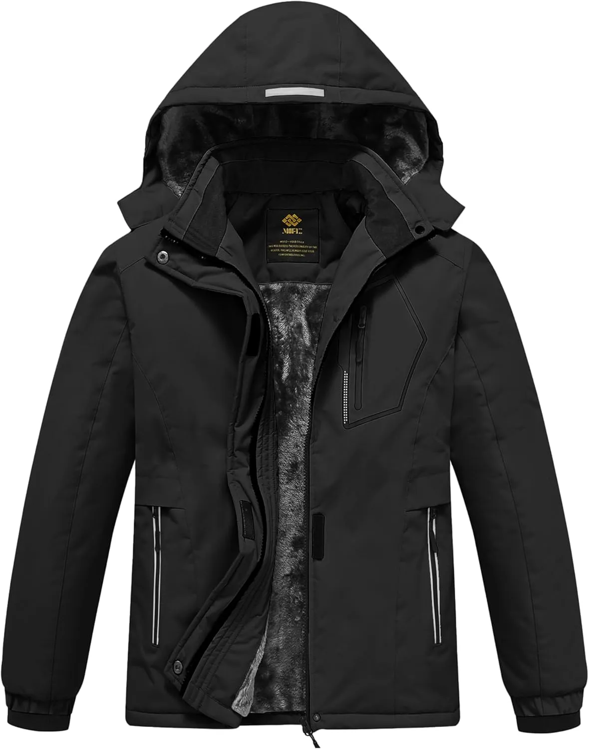 MoFiz Girls Ski Jacket Waterproof Fleece Lined Snowboard Jacket Warm Winter Snow Coats with Removable Hood