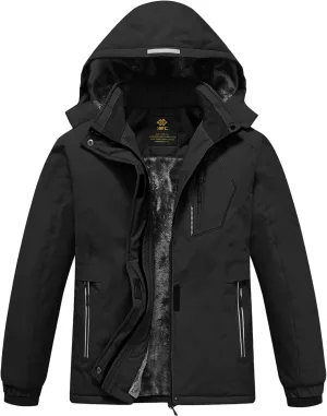 MoFiz Girls Ski Jacket Waterproof Fleece Lined Snowboard Jacket Warm Winter Snow Coats with Removable Hood