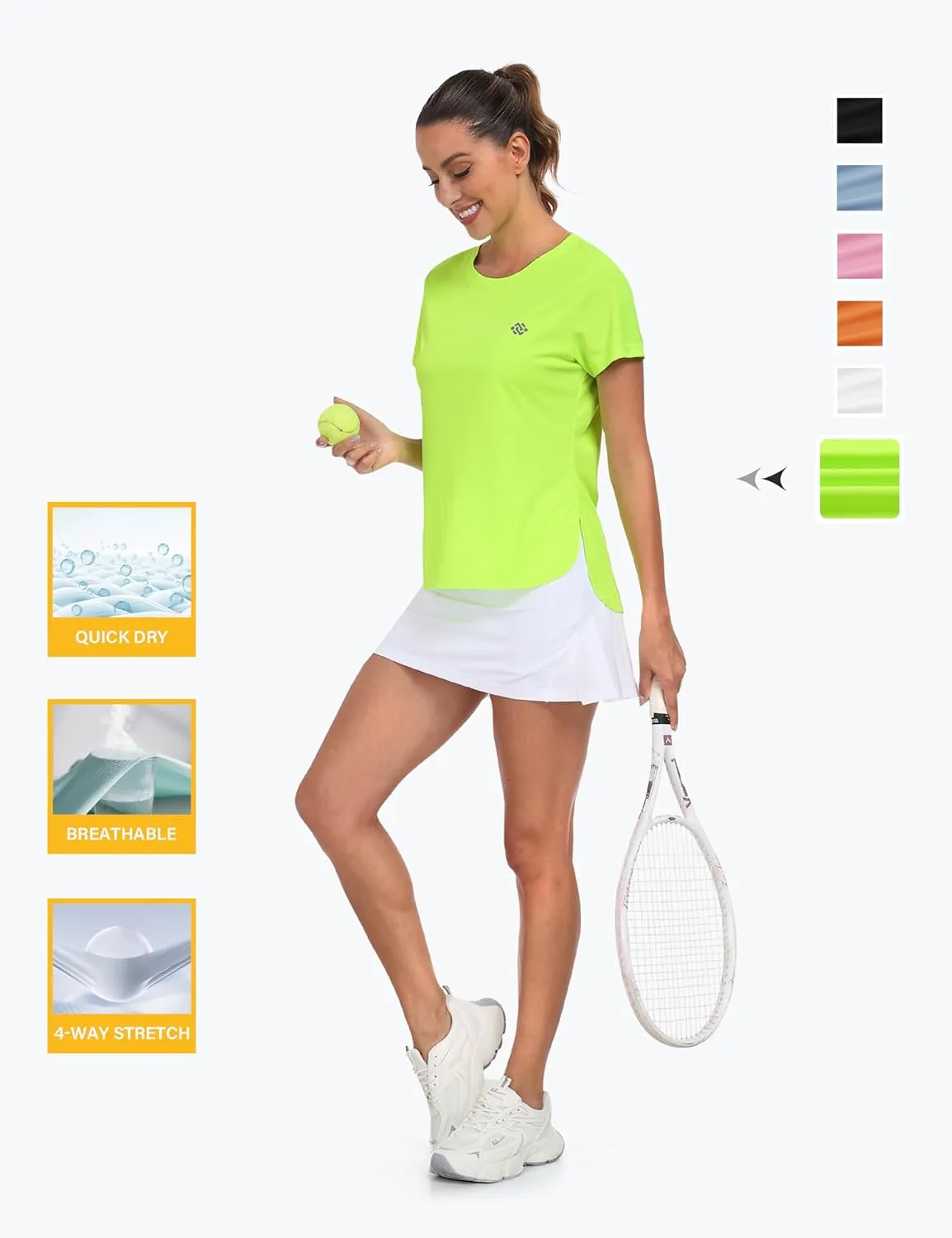 MoFiz Women's Short Sleeve Shirts UPF 50  Sun Shirt Crew Neck UV Hiking Athletic Workout Moisture Wicking Quick Dry T-Shirts