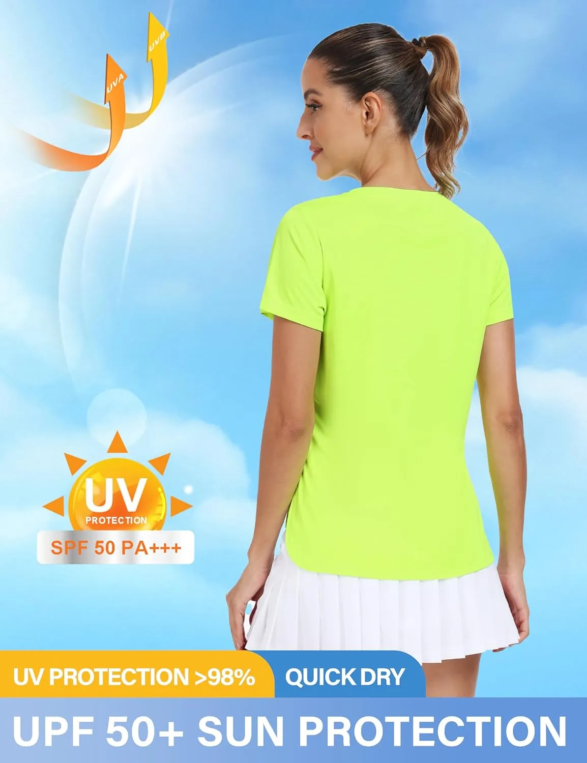 MoFiz Women's Short Sleeve Shirts UPF 50  Sun Shirt Crew Neck UV Hiking Athletic Workout Moisture Wicking Quick Dry T-Shirts