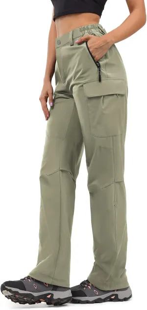 Moosehill Women's-Hiking-Pants-Cargo-Quick-Dry-Stretch-Lightweight Work Outdoor Pants with 5 Deep Pockets