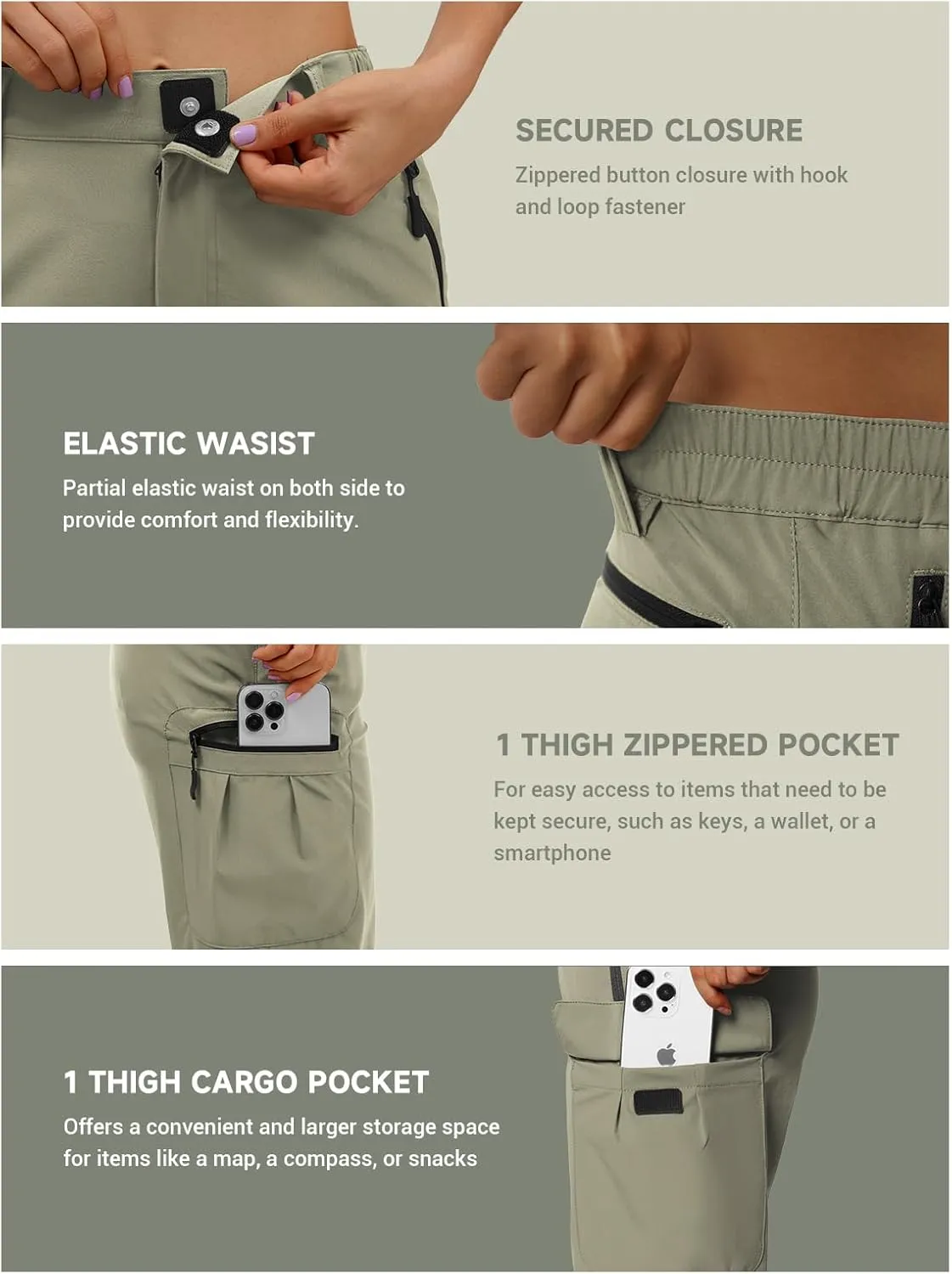 Moosehill Women's-Hiking-Pants-Cargo-Quick-Dry-Stretch-Lightweight Work Outdoor Pants with 5 Deep Pockets
