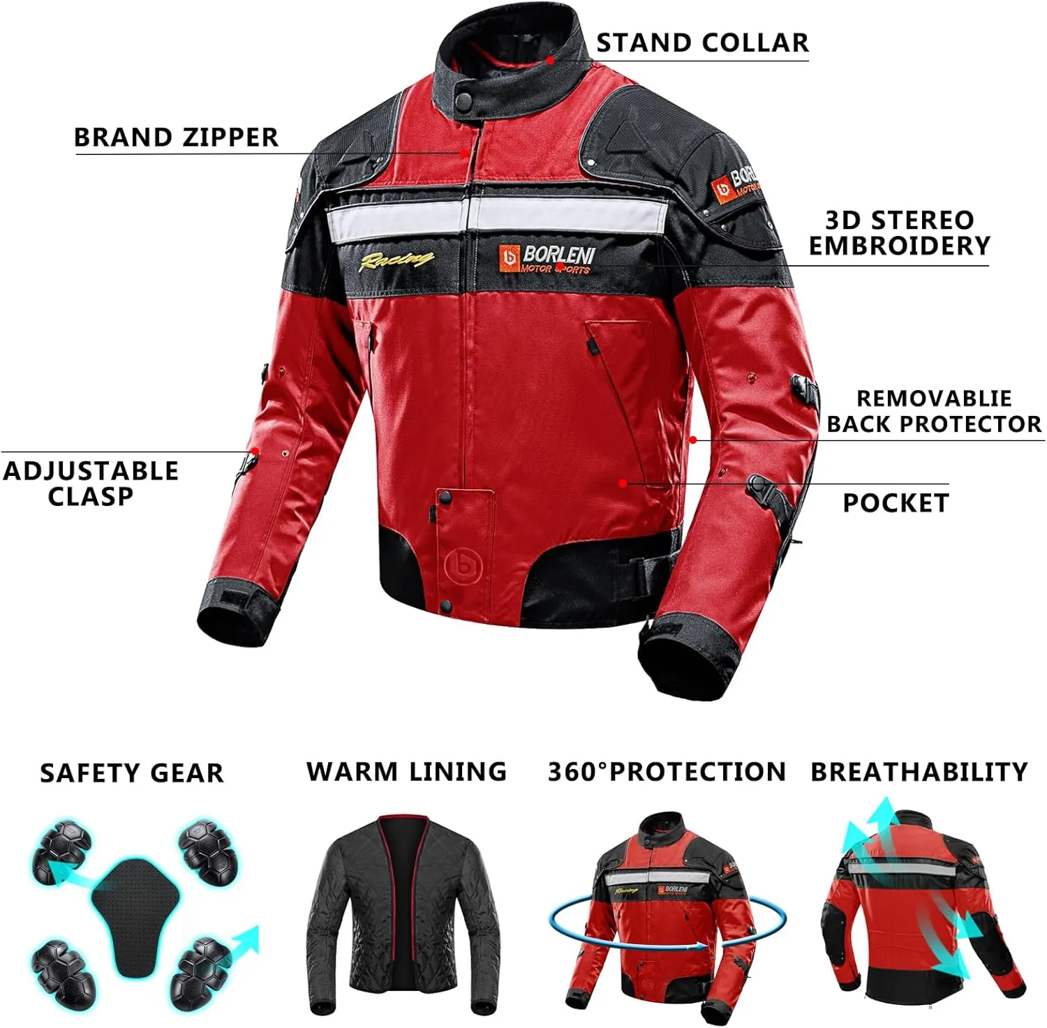 Motorcycle Jacket Motorbike Riding Jacket Windproof Motorcycle Full Body Protective Gear Armor Autumn Winter Moto Clothing