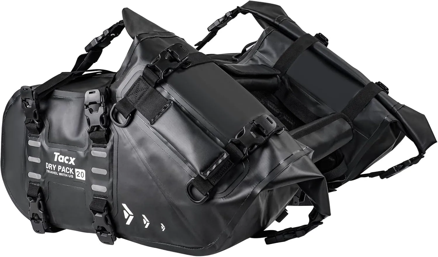 Motorcycle Saddle Bags Tail Bag, 20L Roll-top Waterproof Motor Detachable Side Trunk Bag, Motor Panniers Luggage Bag for Bike Motorcy