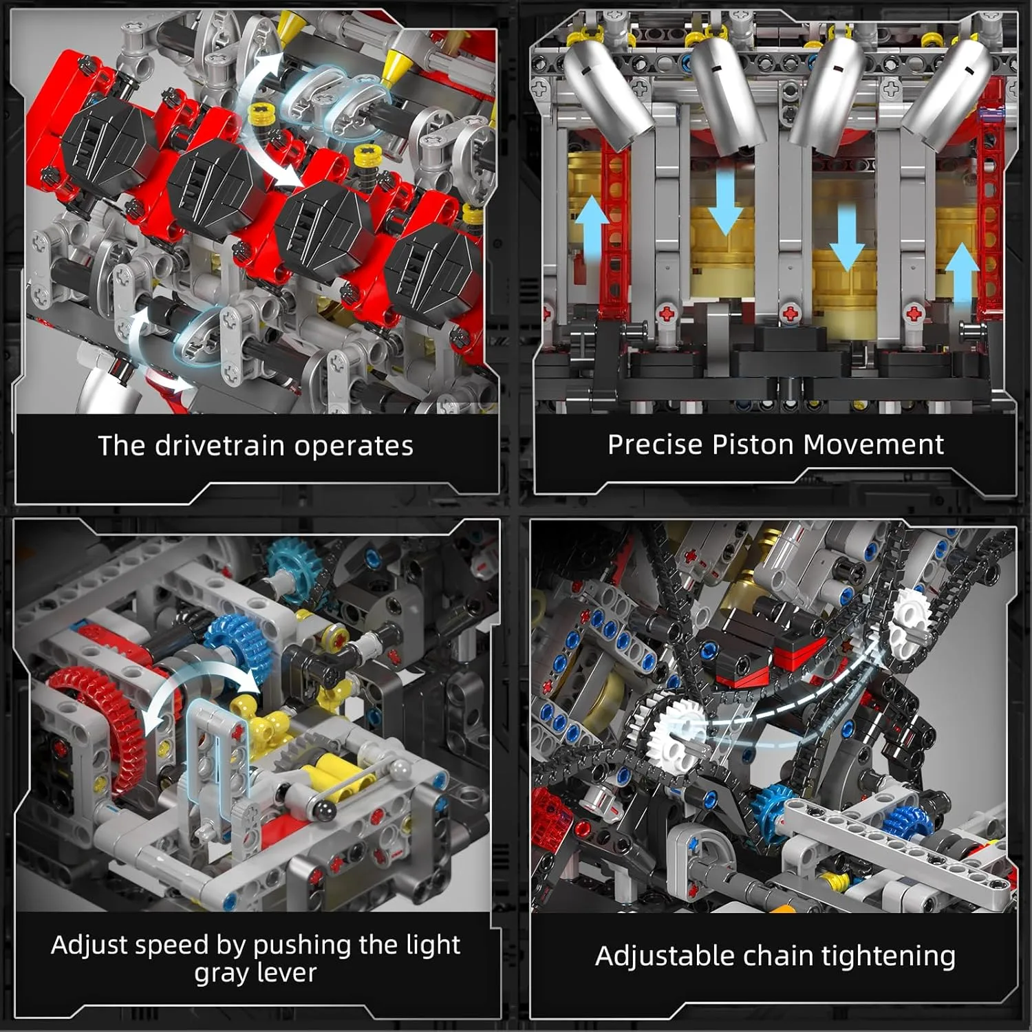 Mould King 10130 V8 Engine Model kit That Runs - Build Your Own STEM V8 Model Engine for Adults, 8-Cylinder Engine kit 3.9-Liter Twin-Turbo Engine, Mechanic Engineering Construction Set (2718 PCS)
