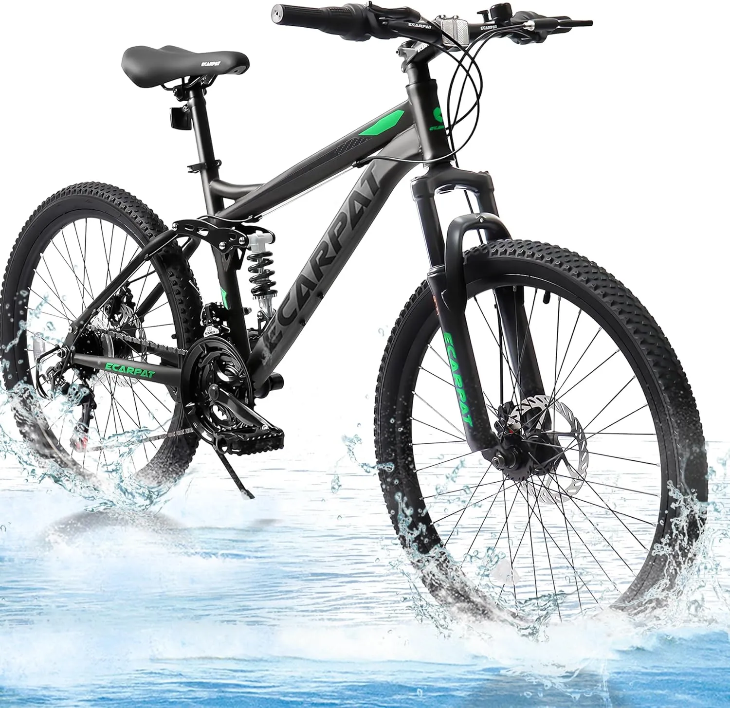 Mountain Bike 24 26 27.5 Inch Dual/Front Suspension Mens Womens Mountain Bike, 21 Speeds Dual Disc Brake, Carbon Steel Mountain Bike, Trail Beach Snow Commuter City Bikes, Birthday Gift Choice