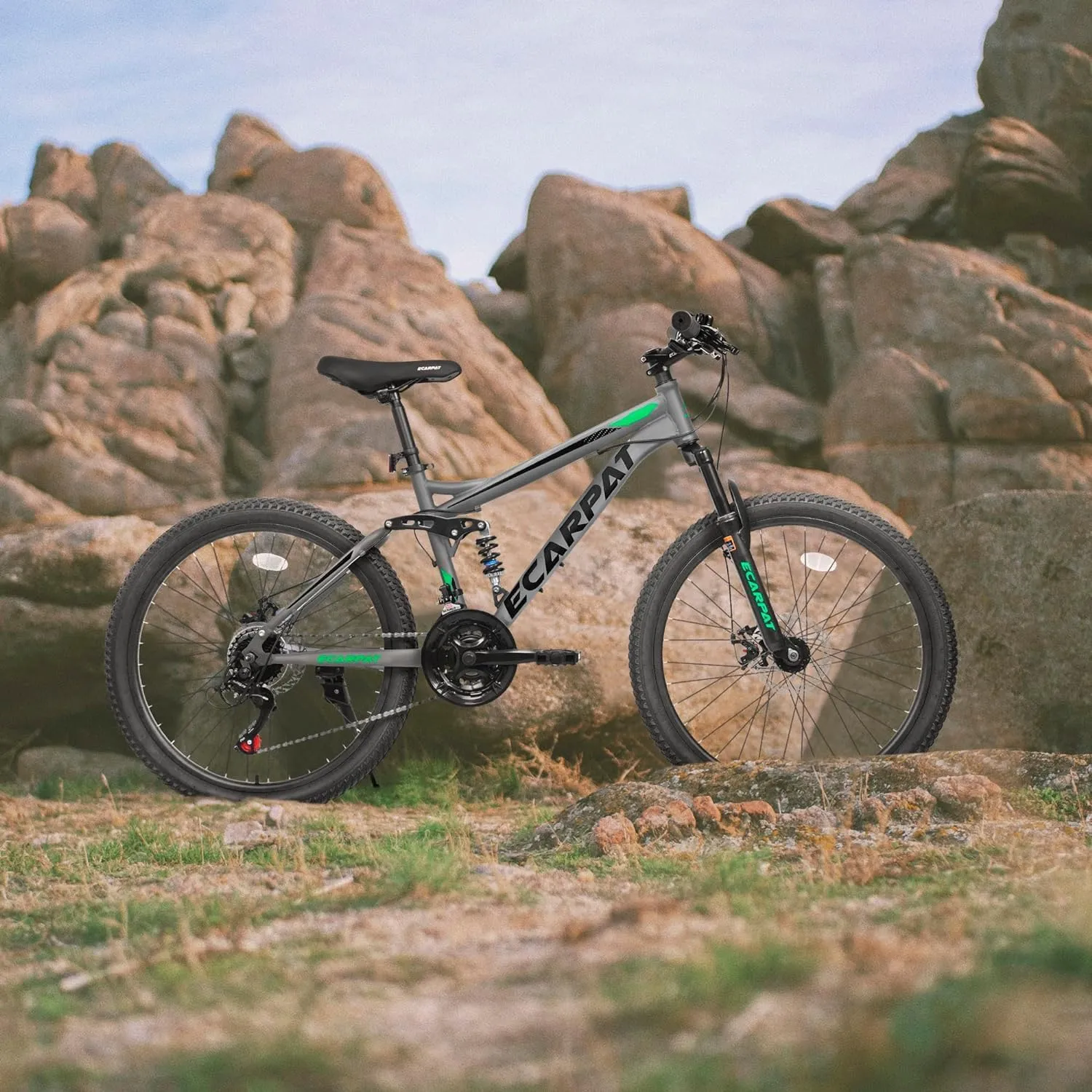 Mountain Bike 24 26 27.5 Inch Dual/Front Suspension Mens Womens Mountain Bike, 21 Speeds Dual Disc Brake, Carbon Steel Mountain Bike, Trail Beach Snow Commuter City Bikes, Birthday Gift Choice