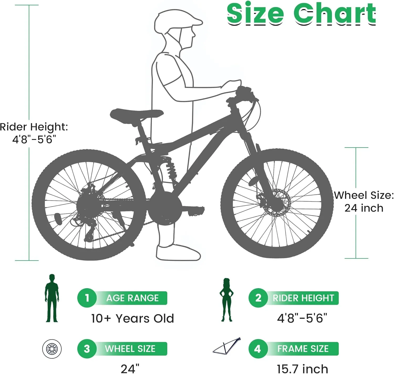 Mountain Bike 24 26 27.5 Inch Dual/Front Suspension Mens Womens Mountain Bike, 21 Speeds Dual Disc Brake, Carbon Steel Mountain Bike, Trail Beach Snow Commuter City Bikes, Birthday Gift Choice