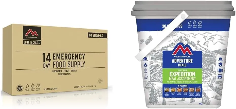 Mountain House 14-Day Emergency Food Supply | Freeze Dried Survival & Emergency Food | 84 Servings & Expedition Bucket | Freeze Dried Backpacking & Camping Food | 30 Servings