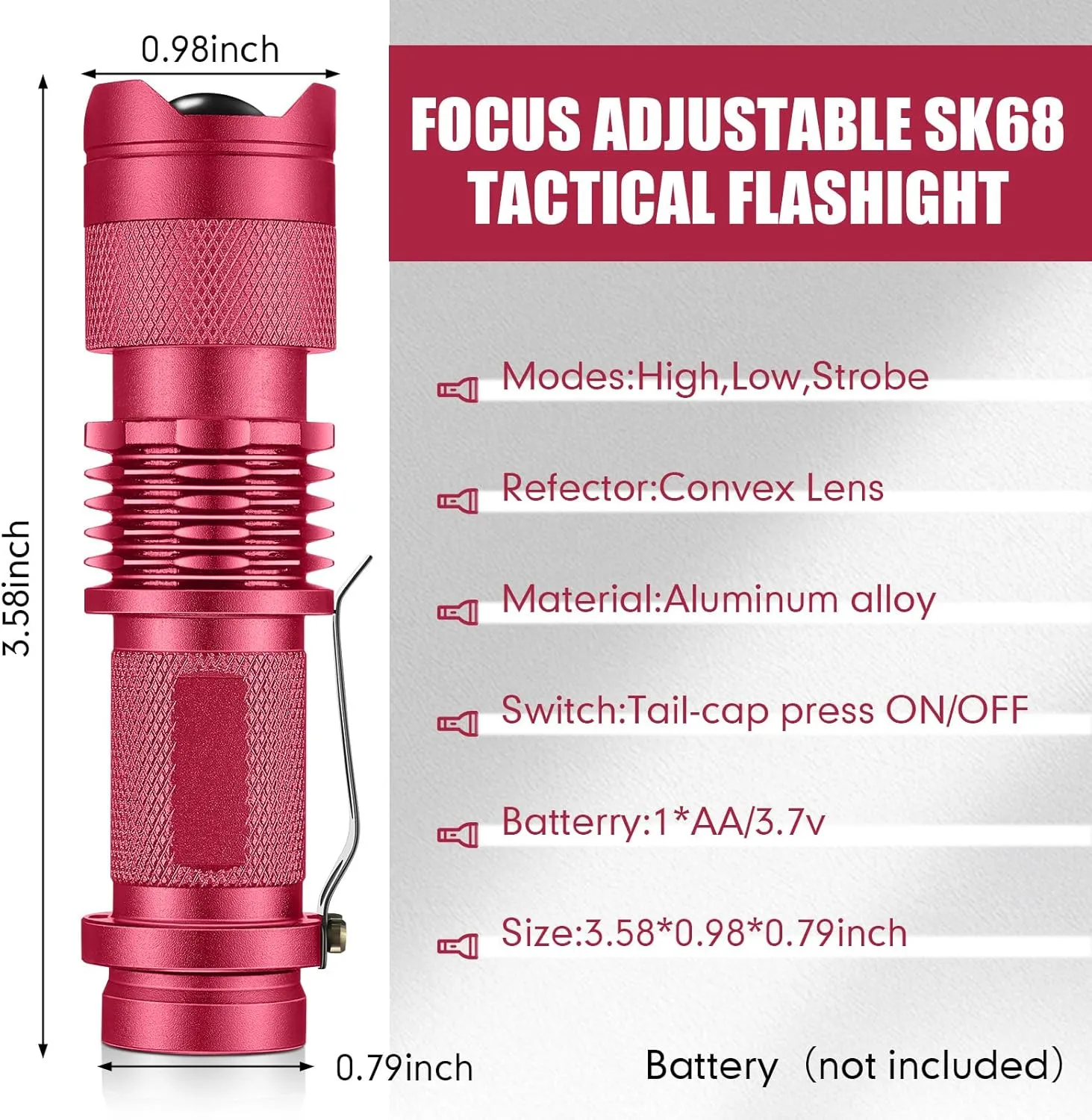 Mudder 10 Pack Mini LED Flashlight 3 Lighting Modes Small Adjustable Handheld Flashlight with Belt Clip for Camping Home Hiking Outdoor Work(Red,White Light)
