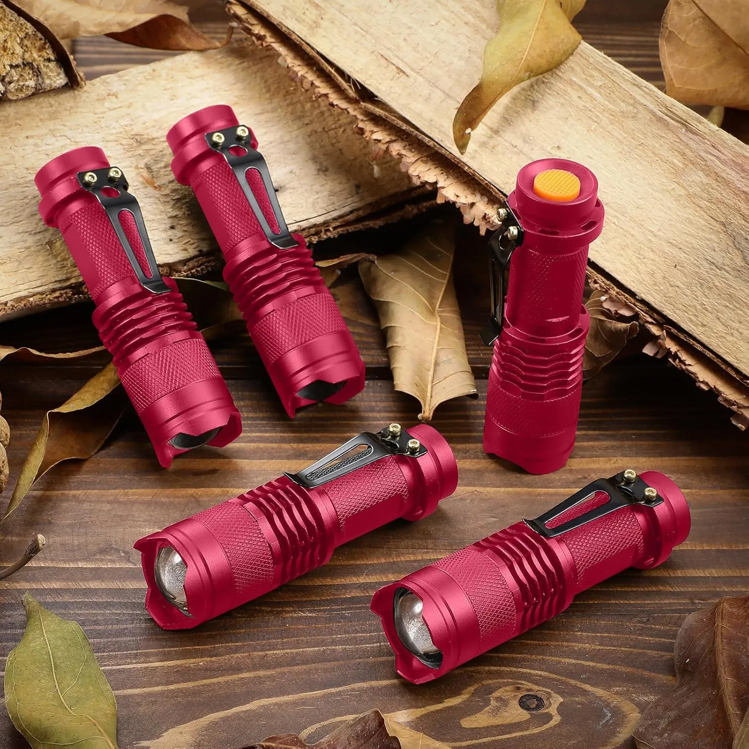 Mudder 10 Pack Mini LED Flashlight 3 Lighting Modes Small Adjustable Handheld Flashlight with Belt Clip for Camping Home Hiking Outdoor Work(Red,White Light)