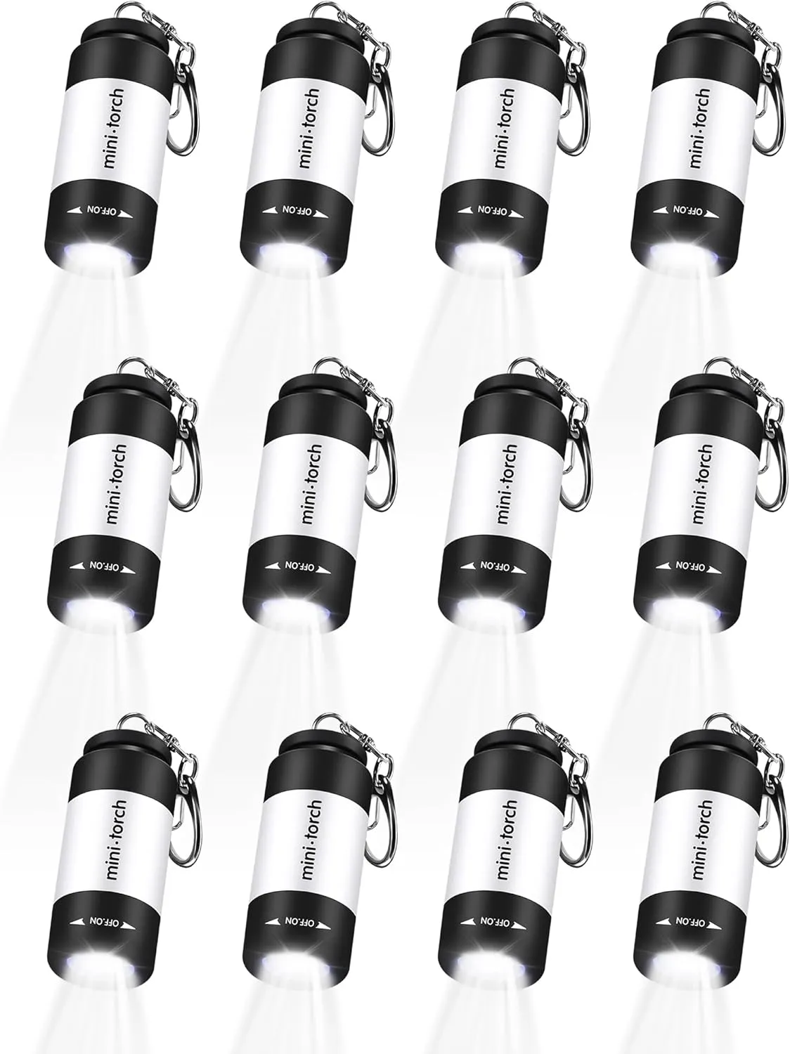 Mudder 12 Pieces Mini Keychain Flashlight Bulk Plastic Small Handheld LED USB Rechargeable Waterproof Flashlight Pocket Tiny Torch for Emergency Camping Hiking Favor(White Light in White)