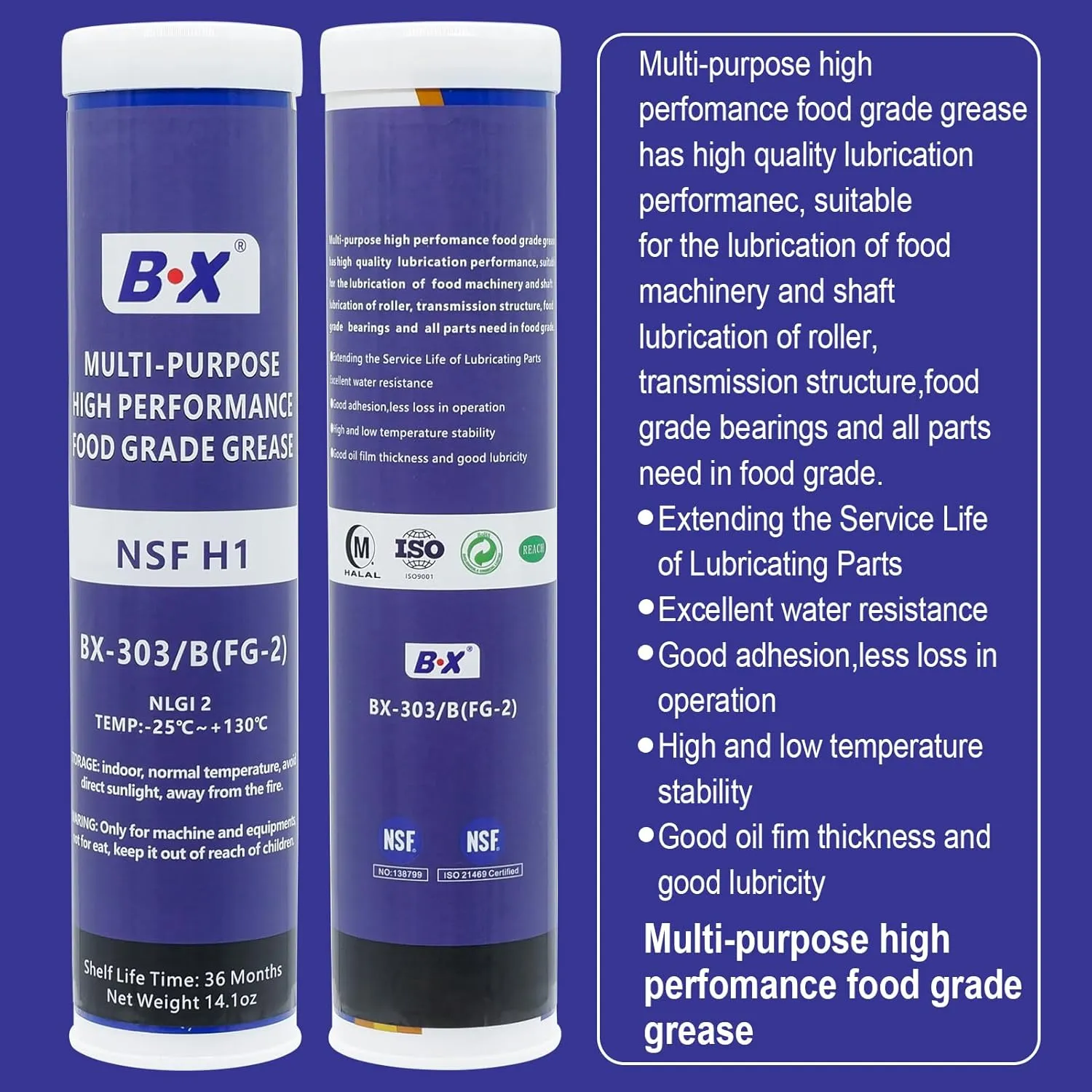 Multi-Purpose Food Grade Grease Tube for Food Plant Machineries Silicone Grease Lubricant for Plumbers Boat Accessories, Trucking, and Wheel Bearing 14.1oz x10 Packs…
