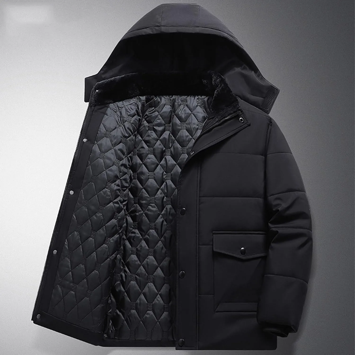 Muscularfit Mens Padded Puffer Jacket Winter Windproof Thicken Hooded Zip Up Coat Packable Quilted Warm Jackets With Pockets