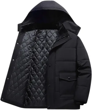 Muscularfit Mens Padded Puffer Jacket Winter Windproof Thicken Hooded Zip Up Coat Packable Quilted Warm Jackets With Pockets