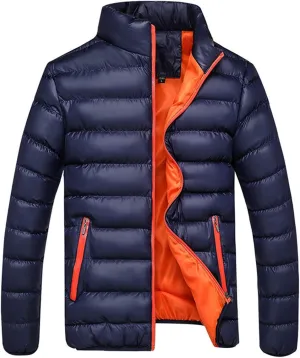 Muscularfit Men's Winter Puffer Jacket Full Zip Quilted Warm Thicken Down Coats Lightweight Windproof Stand Collar Jackets