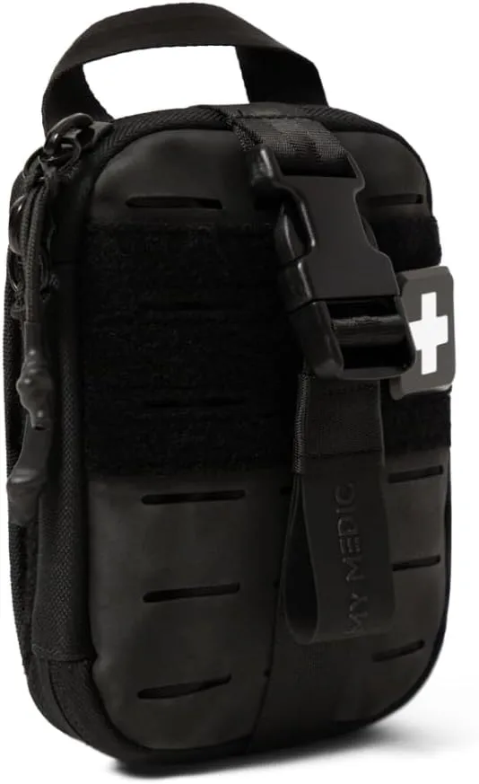 My Medic Sidekick Pro - Camping Hiking and Backpacking First Aid Kit - 70 Items with Tourniquet - HSA and FSA Eligible - Small Ifak Great for Travel or Motorcycle - Portable Emergency Kit – Black