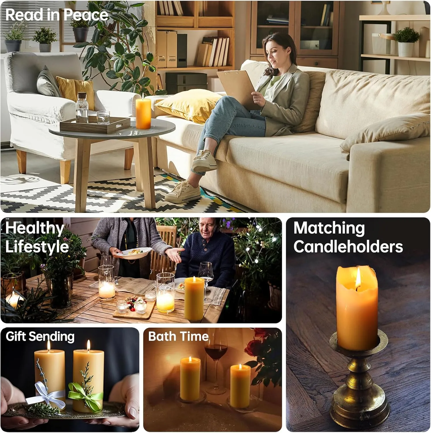 Natural Beeswax Candles 4 Packs, Beeswax Pillar Candles with 140 Hours Burn Time, Organic Emergency Candle Long Burning for Home Room, Smokeless & Dripless, 2x4 inch