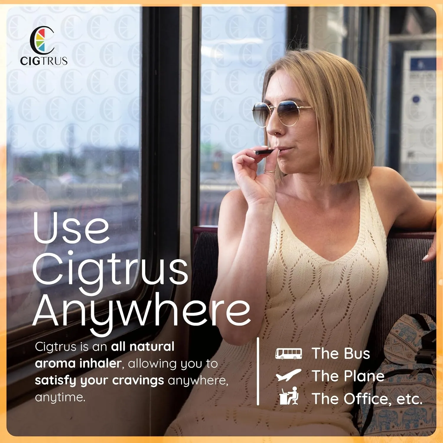 Natural Non-Nicotine Inhaler (3-Piece) - Tobacco Free, Quit Smoking Substitute - Smoke Free Habit Support by Cigtrus (Citrus Grapefruit)