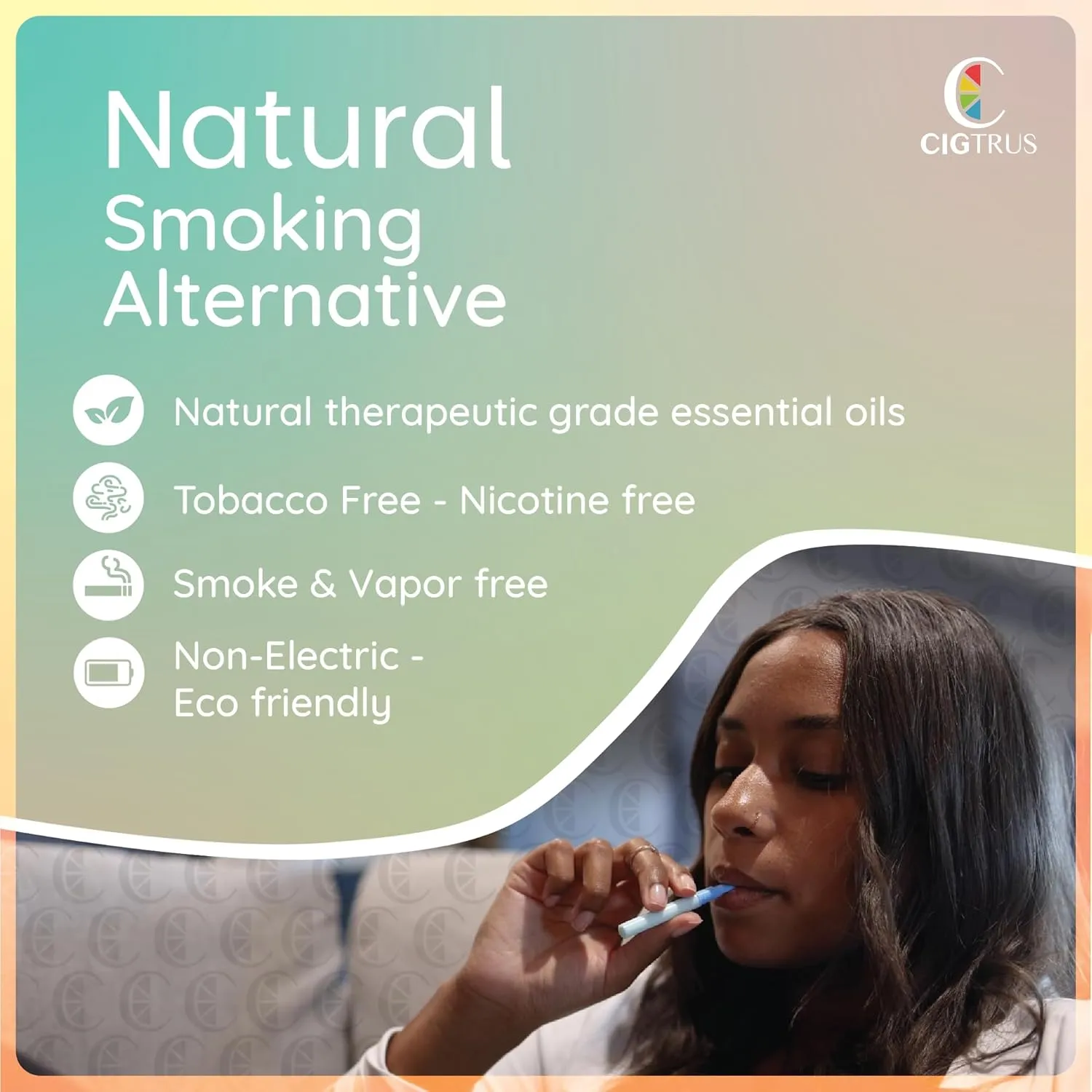 Natural Non-Nicotine Inhaler (3-Piece) - Tobacco Free, Quit Smoking Substitute - Smoke Free Habit Support by Cigtrus (Citrus Grapefruit)