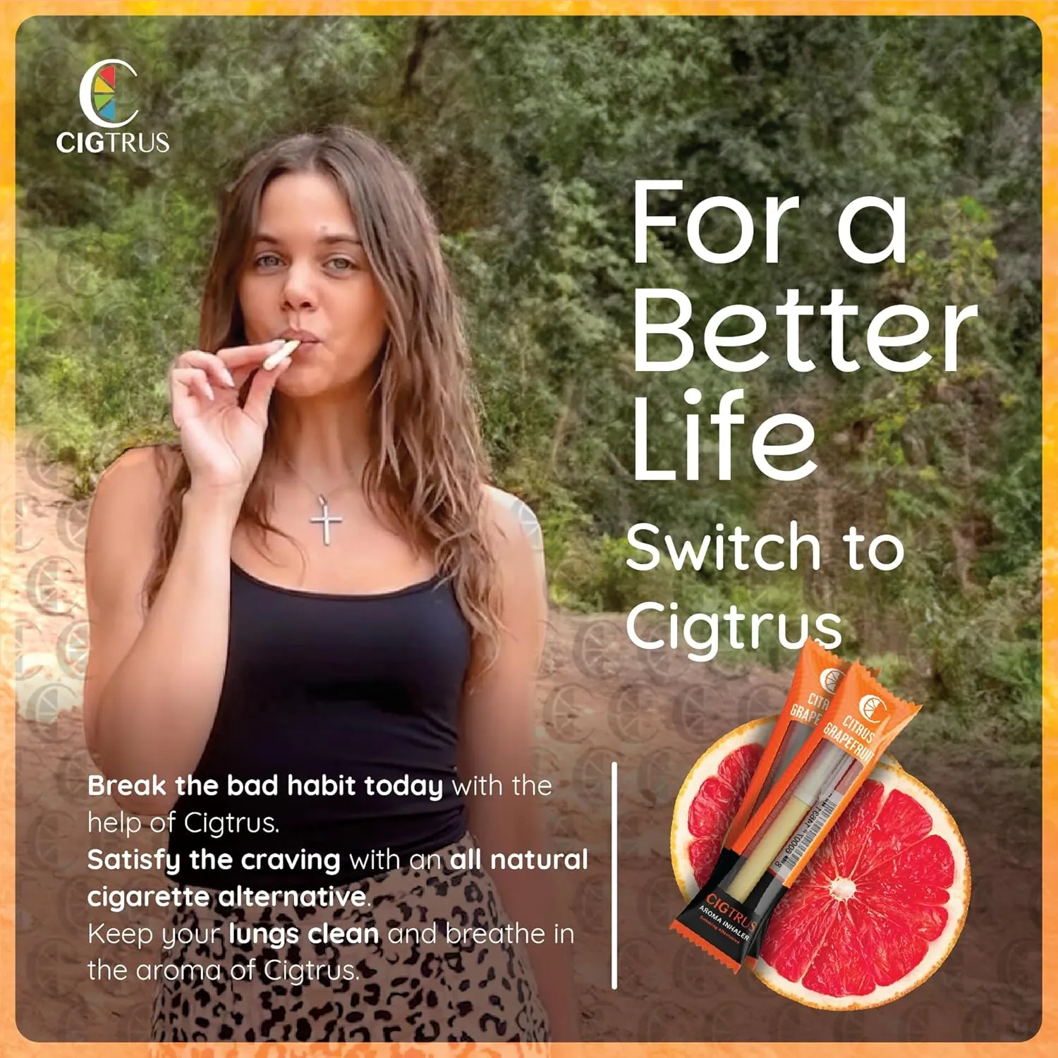 Natural Non-Nicotine Inhaler (3-Piece) - Tobacco Free, Quit Smoking Substitute - Smoke Free Habit Support by Cigtrus (Citrus Grapefruit)