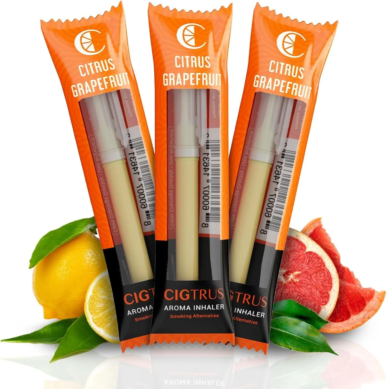 Natural Non-Nicotine Inhaler (3-Piece) - Tobacco Free, Quit Smoking Substitute - Smoke Free Habit Support by Cigtrus (Citrus Grapefruit)