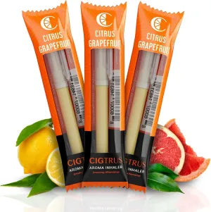 Natural Non-Nicotine Inhaler (3-Piece) - Tobacco Free, Quit Smoking Substitute - Smoke Free Habit Support by Cigtrus (Citrus Grapefruit)