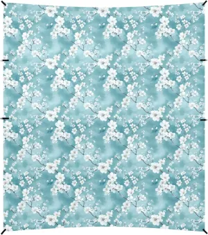 Nature Cherry Blossom Teal Floral Beach Tent UPF50  Protection Lightweight Sun Shelter with Sandbags & Sand Shovel for Backyard and Camping