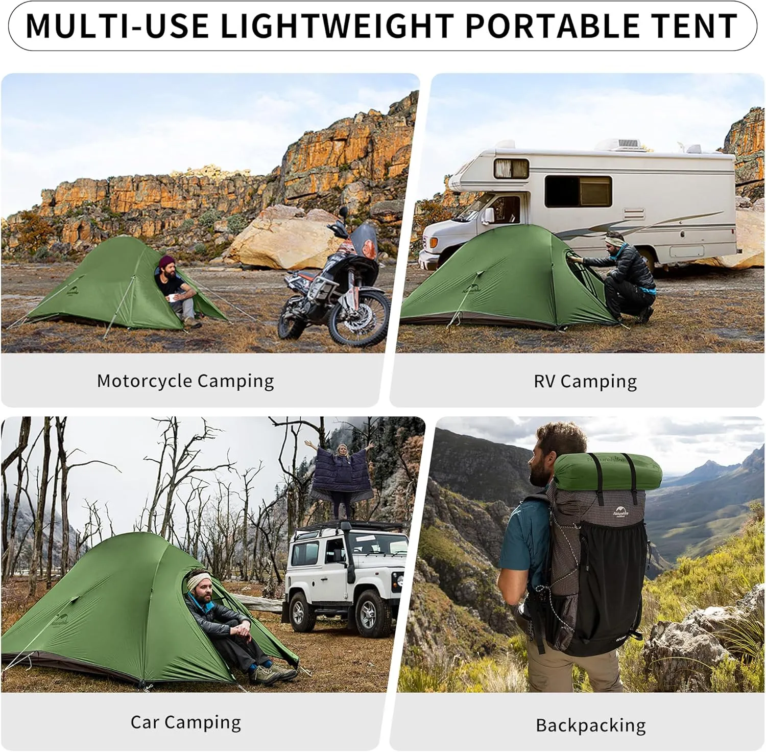 Naturehike Cloud-Up 2 Person Tent Lightweight Backpacking Tent with Footprint - Free Standing Ultralight Camping Hiking Backpack Tents Two Person Tent