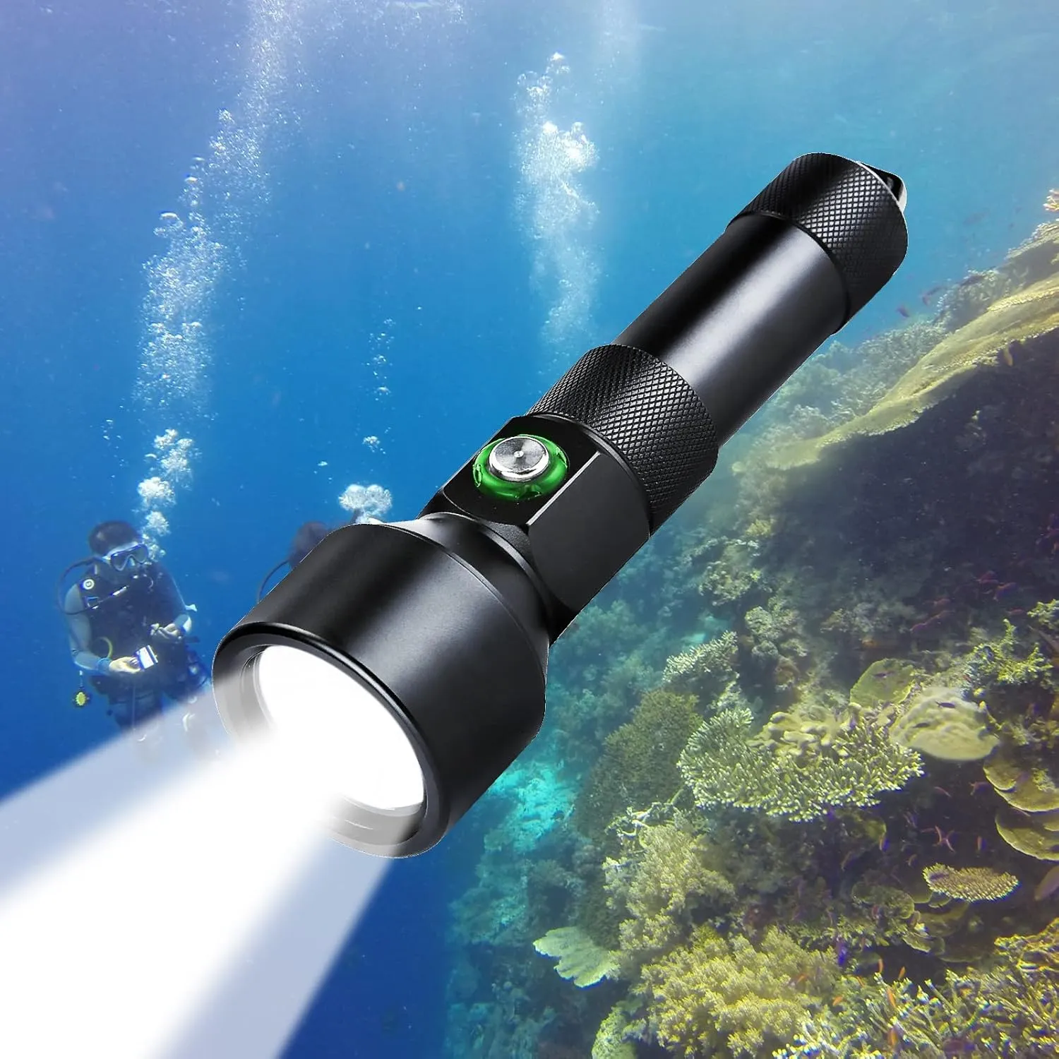 ND22 Dive Light - 1300 Lumens Compact Bright Scuba Diving Torch, IP68 Waterproof Submersible Flashlight with 8-Degree Focused Narrow Beam for Underwater Exploration