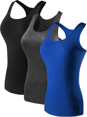 NELEUS Women's 3 Pack Compression Base Layer Dry Fit Tank Top