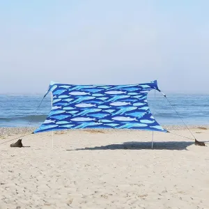 Neso Gigante - Portable Beach Tent - Ideal to Enjoy with Family and Friends - UPF 50 , Water-Resistant, and Lightweight - Save The Whales, 11' x 11'