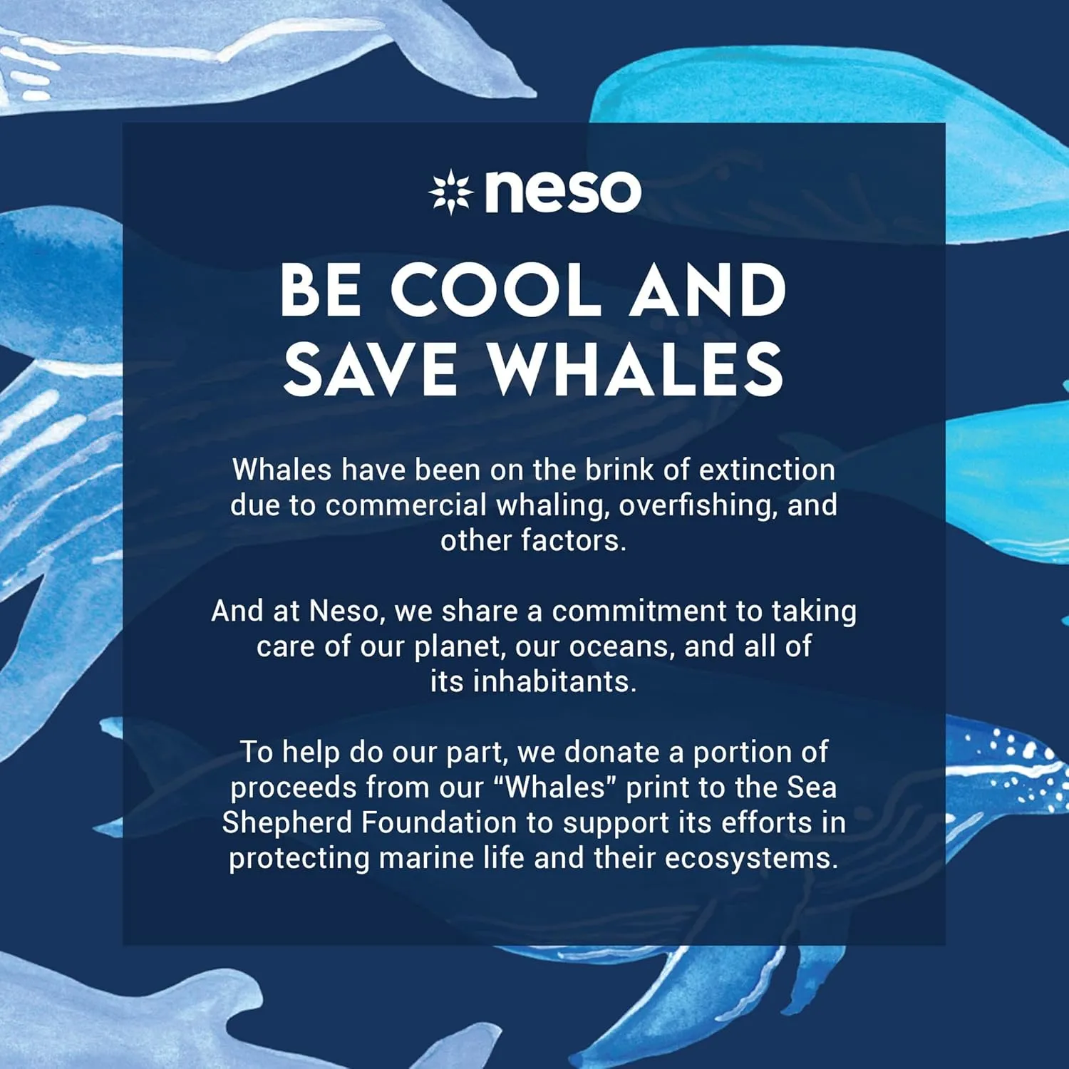 Neso Gigante - Portable Beach Tent - Ideal to Enjoy with Family and Friends - UPF 50 , Water-Resistant, and Lightweight - Save The Whales, 11' x 11'