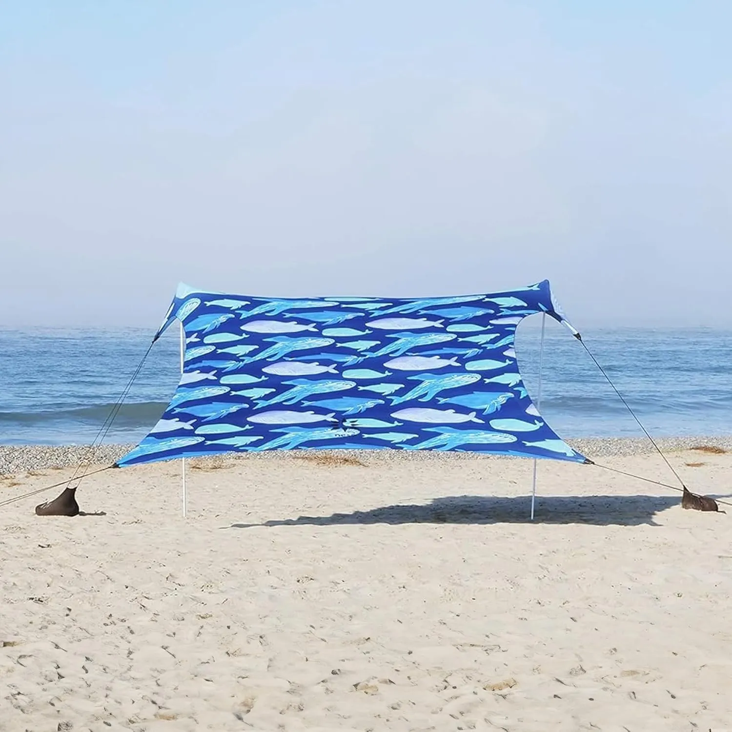 Neso Gigante - Portable Beach Tent - Ideal to Enjoy with Family and Friends - UPF 50 , Water-Resistant, and Lightweight - Save The Whales, 11' x 11'