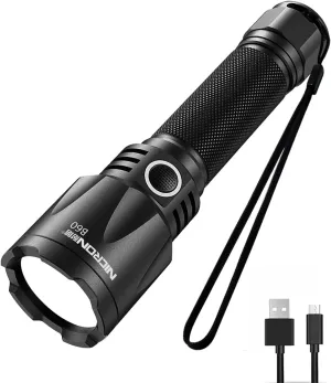 NICRON 1400 High Lumens Flashlight, Rechargeable Tactical Flashlight: Led Flashlight Small, Super Bright Powerful Flashlight for Camping, Charged with Type C Cable