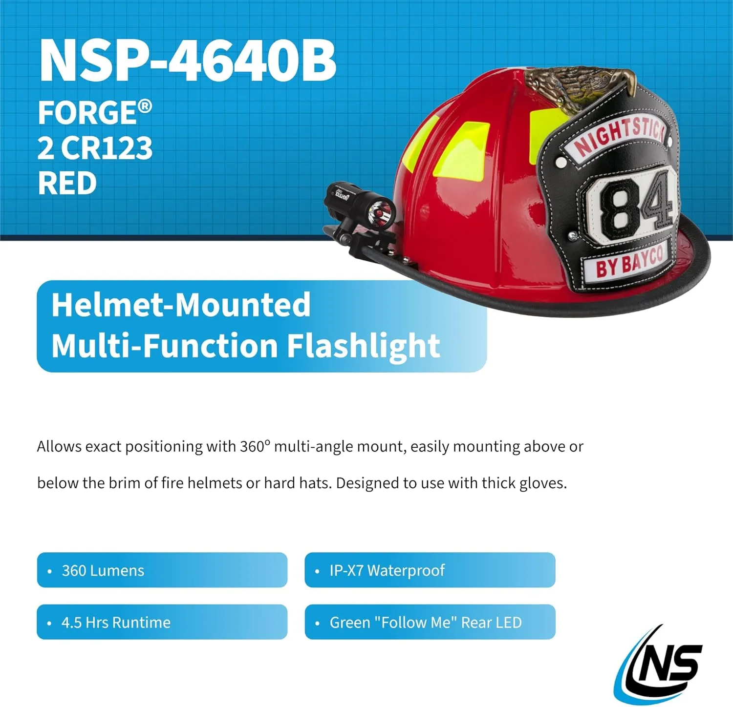 Nightstick NSP-4640B Forge™ Helmet-Mounted Multi-Function Flashlight