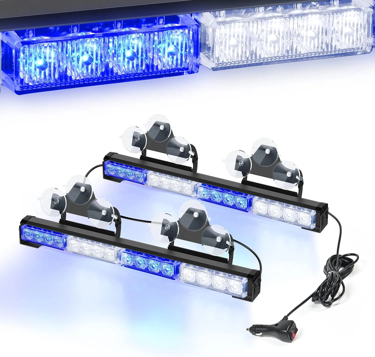 Nilight Traffic Advisor Emergency Strobe Light Bar 2 in 1 17Inch 32LED 23 Flash Patterns Directional Safety Warning Lights with Cigar Lighter on Trucks Police Construction Vehicles