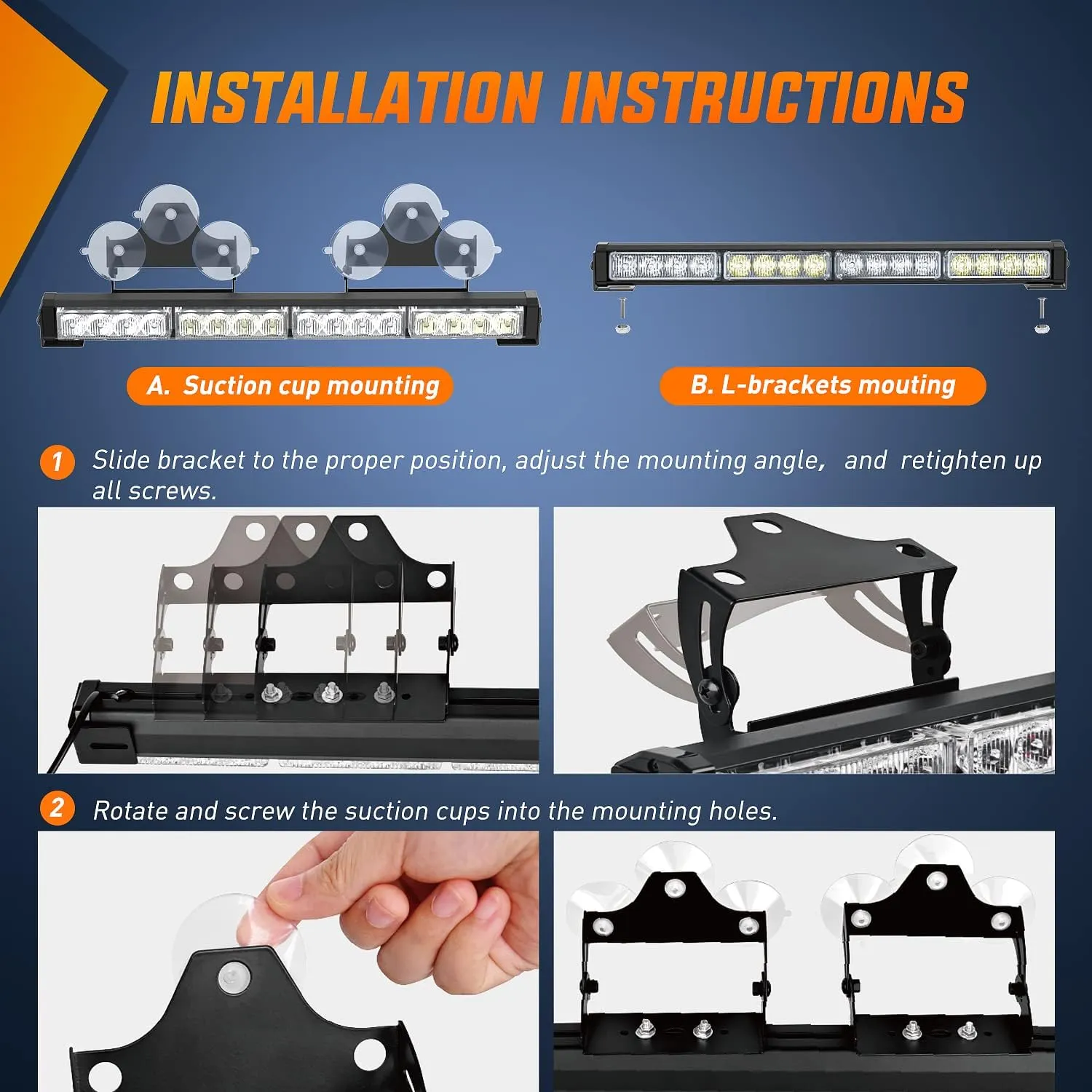 Nilight Traffic Advisor Emergency Strobe Light Bar 2 in 1 17Inch 32LED 23 Flash Patterns Directional Safety Warning Lights with Cigar Lighter on Trucks Police Construction Vehicles