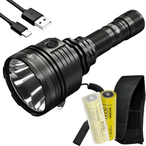 Nitecore Bundle P30i NL2150HPi (P30i) 2000 Lumen 1093 Yards Ultra Long Throw Flashlight, USB-C Rechargeable with Two NL2150HPI and LumenTac Organizer