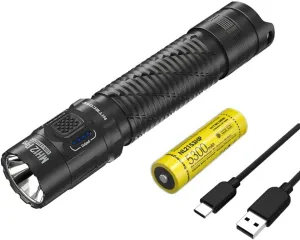 Nitecore MH12 PRO Rechargeable Flashlight -3,200 Lumens w/Battery and Eco Sensa USB-C Charging Cable