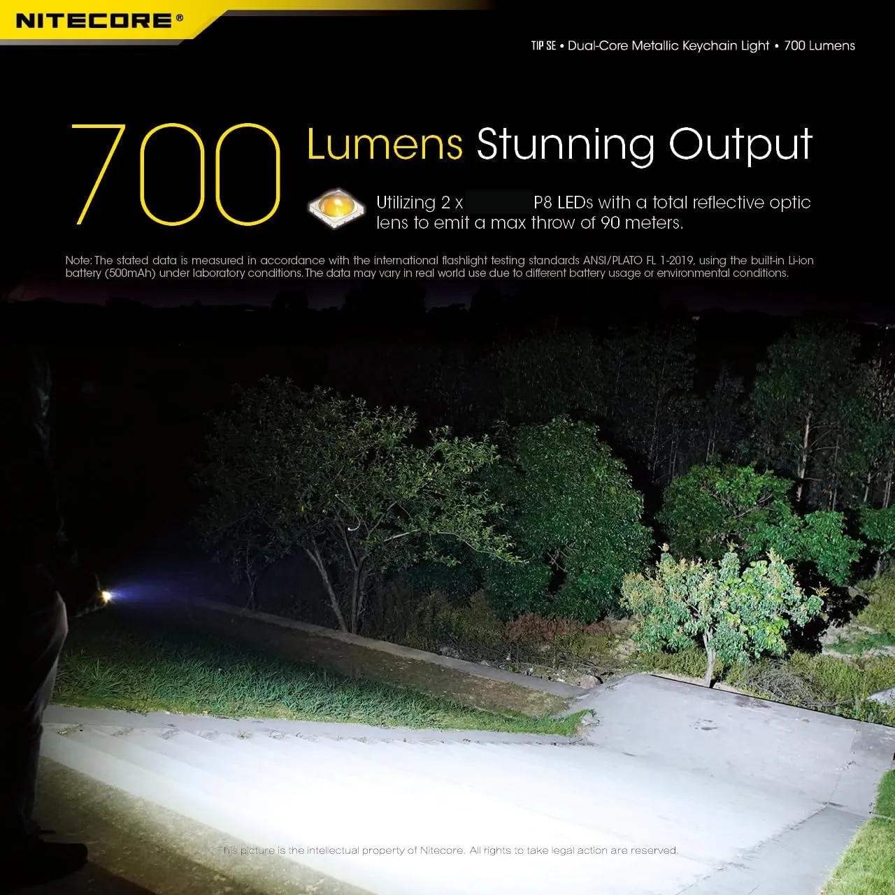 Nitecore Tip SE Keychain Flashlight, Black 700 Lumen USB-C Rechargeable EDC Sticker (Black)